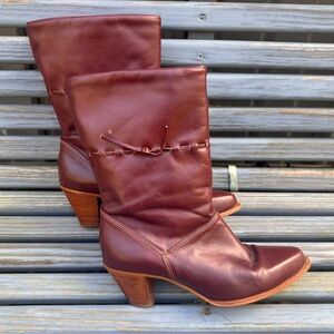 Vintage 70s Western Oxblood Cowboy Boots